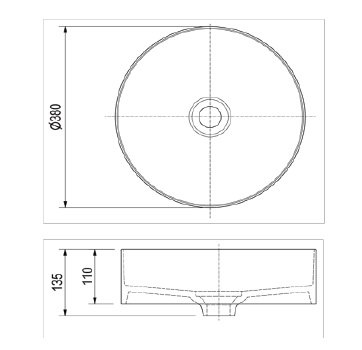 Bản vẽ kích thước lavabo CM02 Viglacera tròn