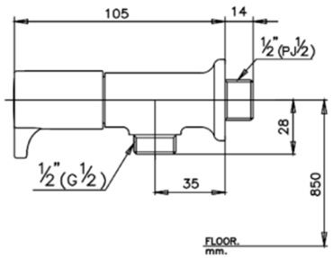 Bản vẽ kích thước van khóa góc cotto cpf 198 bn2
