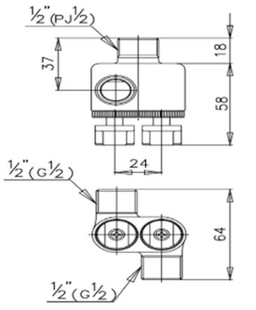 Bản vẽ kích thước van khóa chia nước cotto cpf 198 gr2
