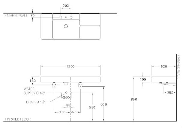 Bản vẽ kích thước lavabo rửa mặt cpw 0502 mwh