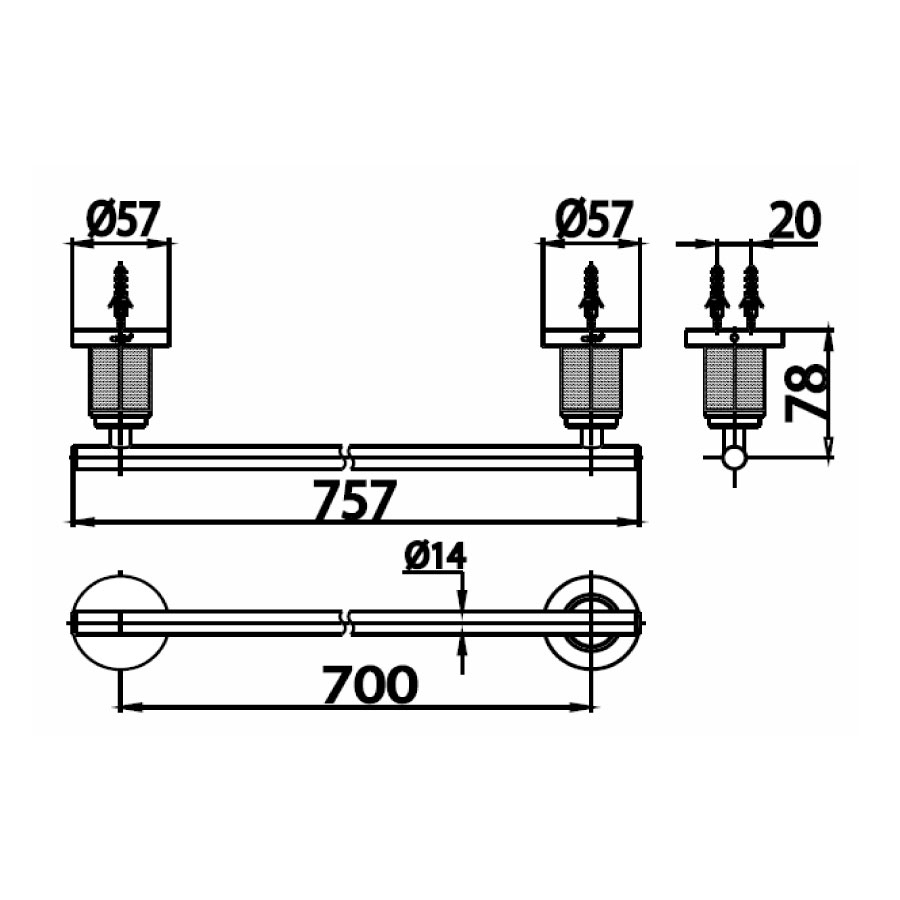 Bản vẽ kĩ thuật thanh vắt khăn CT0023WD HM cotto 