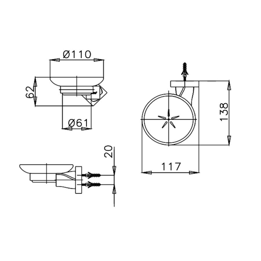 Bản vẽ kích thước khay xà bông cotto CT0066 HM 