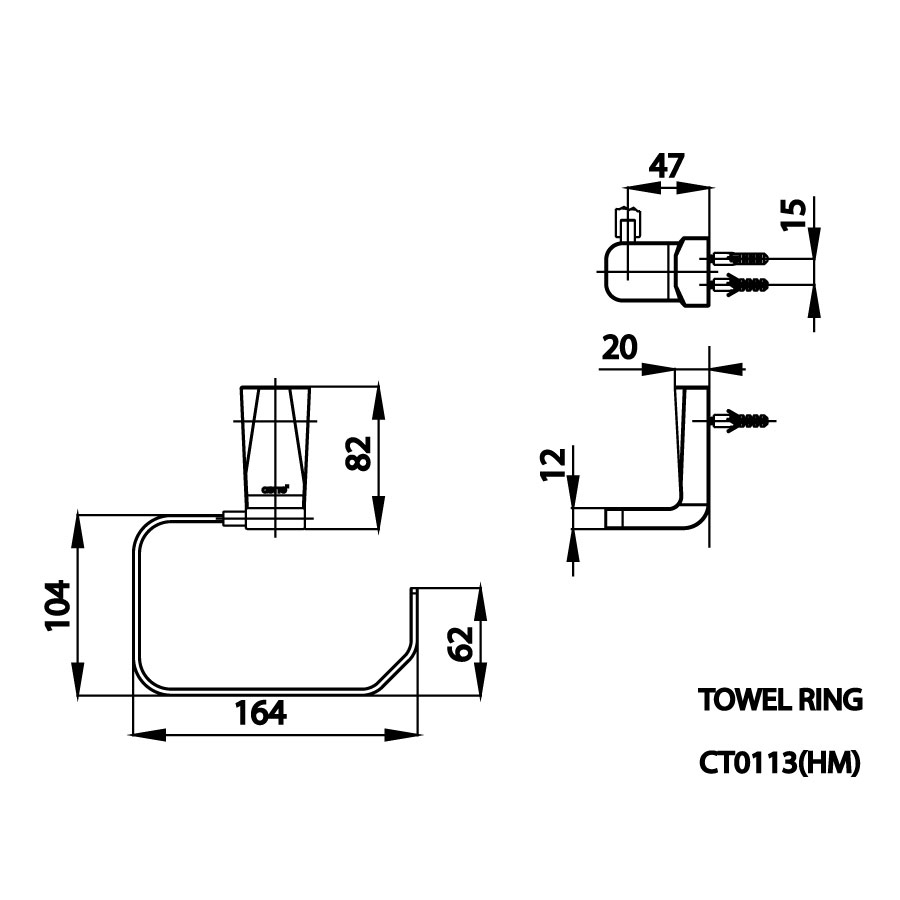 Bản vẽ kĩ thuật vòng treo khăn CT0113 Cotto