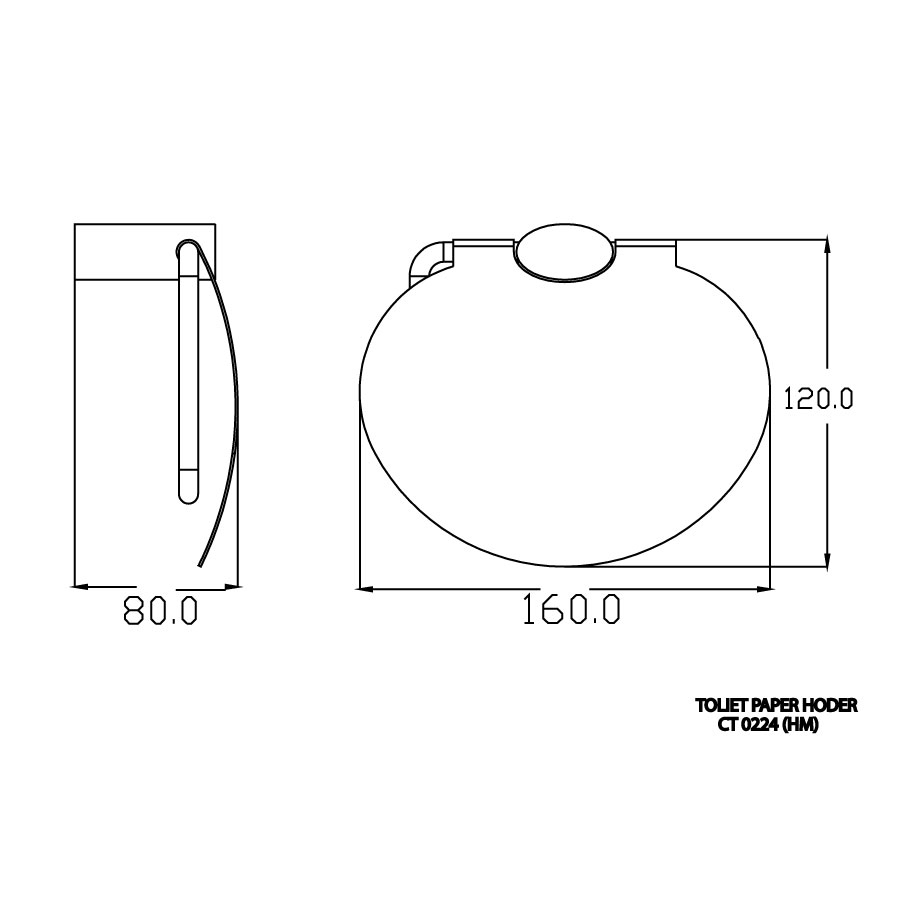 Bản vẽ kích thước móc giấy COTTO CT0224 HM