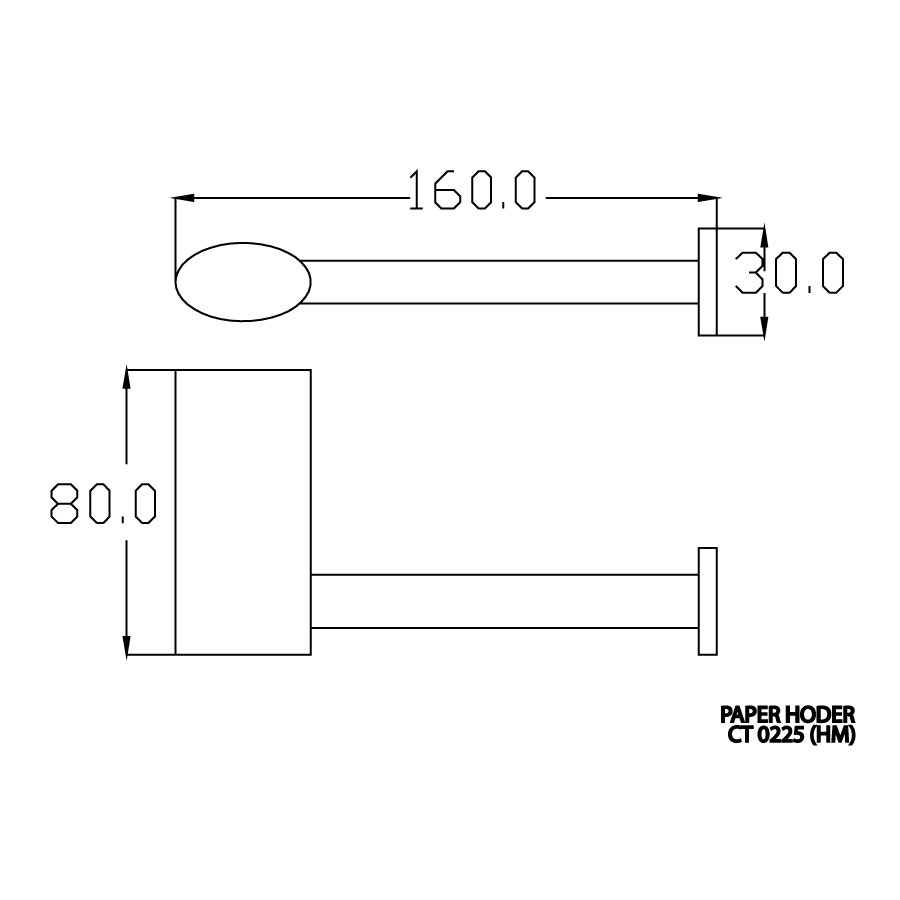 Bản vẽ kích thước móc giấy COTTO CT0225 HM