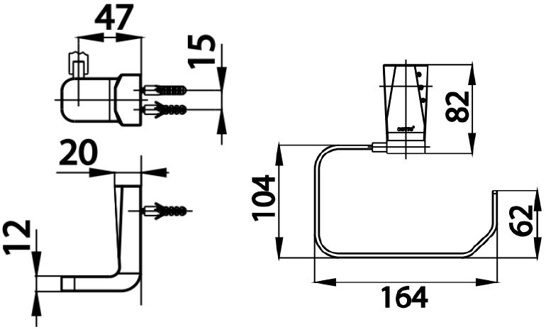 Bản vẽ kích thước móc giấy vệ sinh Cotto CT0113STC31 BN