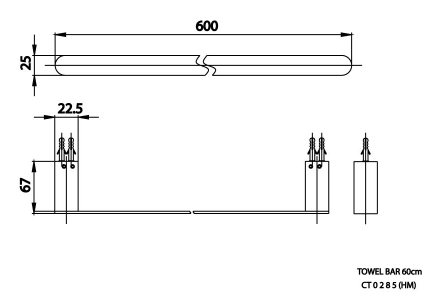  kích thước thanh treo khăn Cotto CT0285-BL(HM)