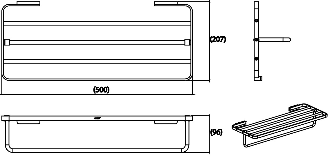 Bản vẽ kĩ thuật kệ khăn hai tầng CT0334 GG(HM) Cotto