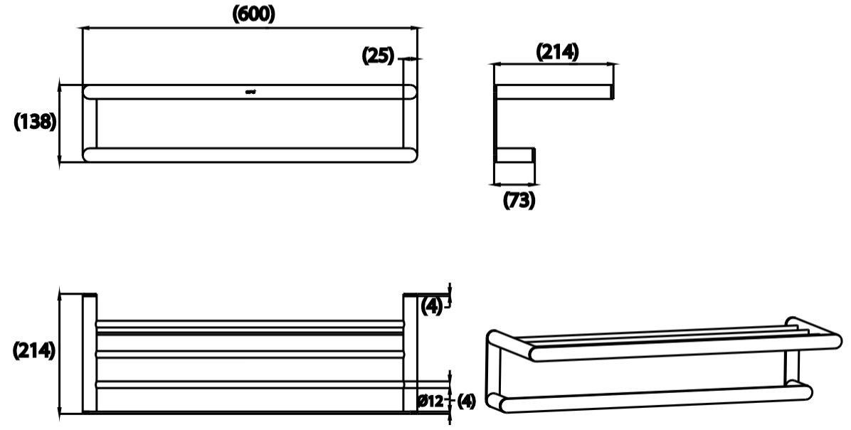 Bản vẽ kĩ thuật kệ khăn hai tầng CT0351 Cotto