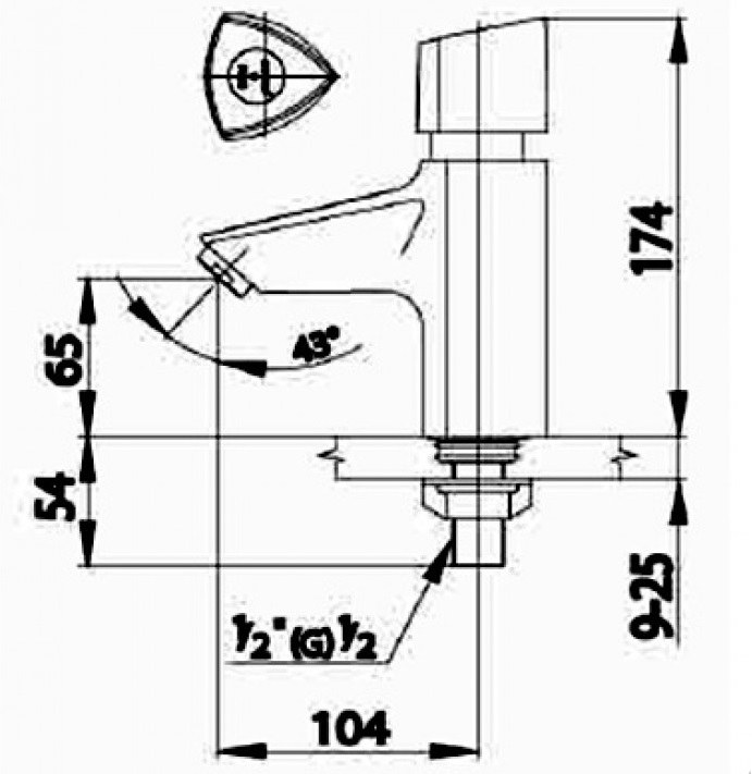 Bản vẽ kỹ thuật Vòi lavabo Cotto CT1064(HM)