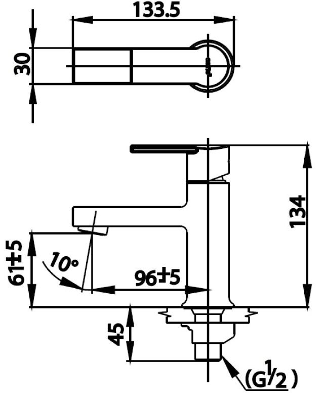Bản vẽ kích thước vòi lavabo cotto lạnh CT 1113A HM