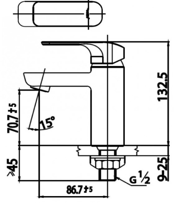 Bản vẽ kích thước vòi lạnh lavabo cotto ct 1141 a hm