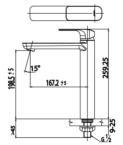 Bản vẽ kích thước vòi lạnh Cotto CT 1143 AY