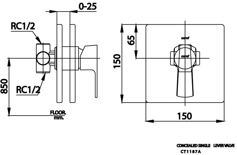 van điều chỉnh âm tường CT 1187A  Cotto lạnh 
