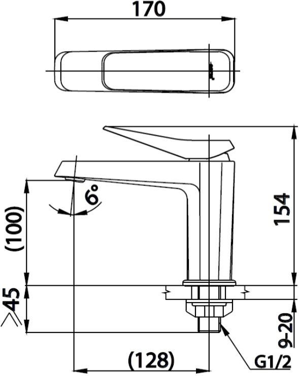 Bản vẽ kích thước vòi lavabo CT 1241A BN2 Cotto