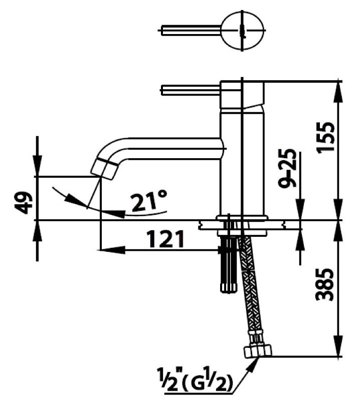 Bản vẽ kích thước vòi lạnh Cotto CT 144A