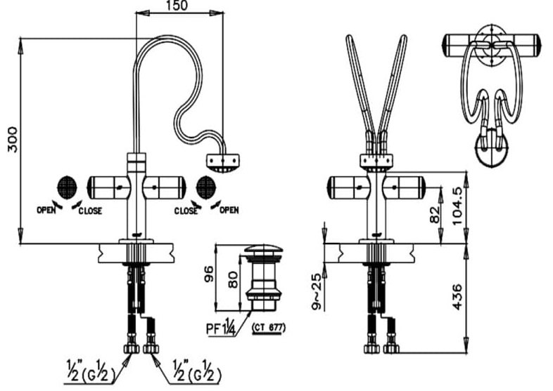vòi lavabo nước lạnh CT 2026C25 ST CUO Cotto
