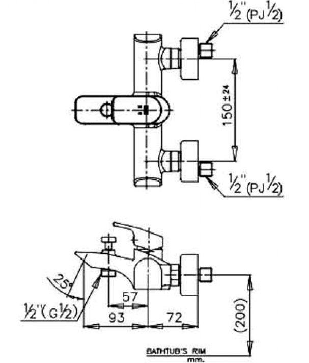 Bản vẽ kích thước củ sen nóng lạnh C T2032 A cotto 