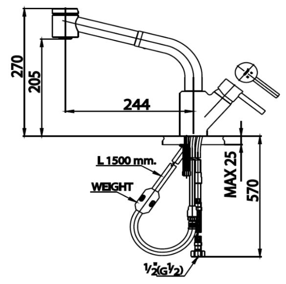 Bản vẽ kỹ thuật vòi rửa chén Cotto CT2078A