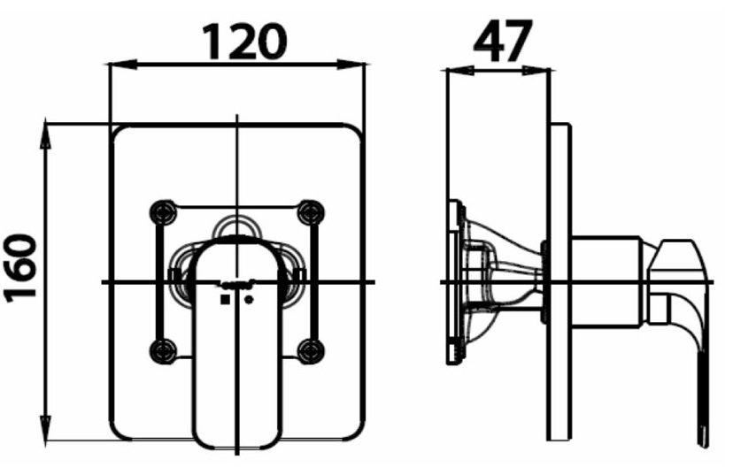 Bản vẽ van điều chỉnh âm tường ct 2146 a  Cotto nóng lạnh
