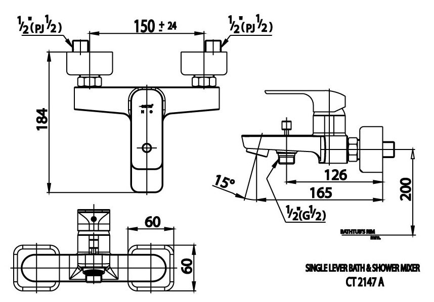 Bản vẽ kích thước củ sen tắm nóng lạnh COTTO CT 2147 A GR