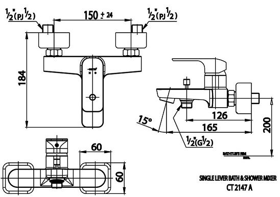 kích thước củ sen tắm nóng lạnh COTTO CT2147A WH