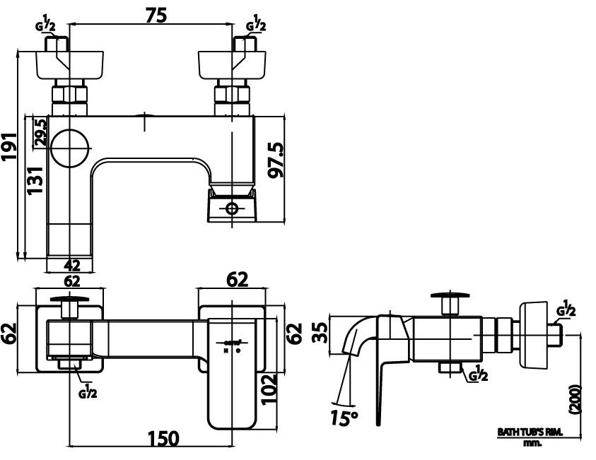 Bản vẽ kích thước củ sen nóng lanh CT 2195A cotto