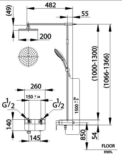 Bản vẽ kĩ thuật sen cây CT2240W COTTO