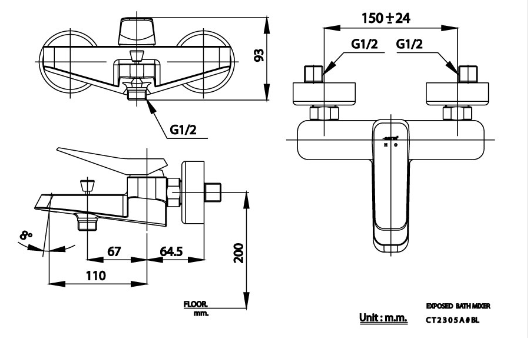 củ sen, củ sen giá rẻ, củ sen nhiệt độ, củ sen tắm, củ sen Grohe, củ sen cao cấp, COTTO CT2305A-BL Xposh