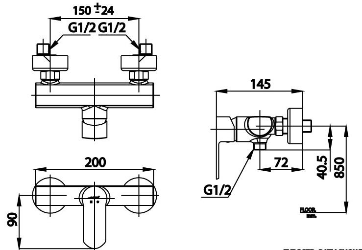 kích thước củ sen tắm nóng lạnh COTTO CT 2406A