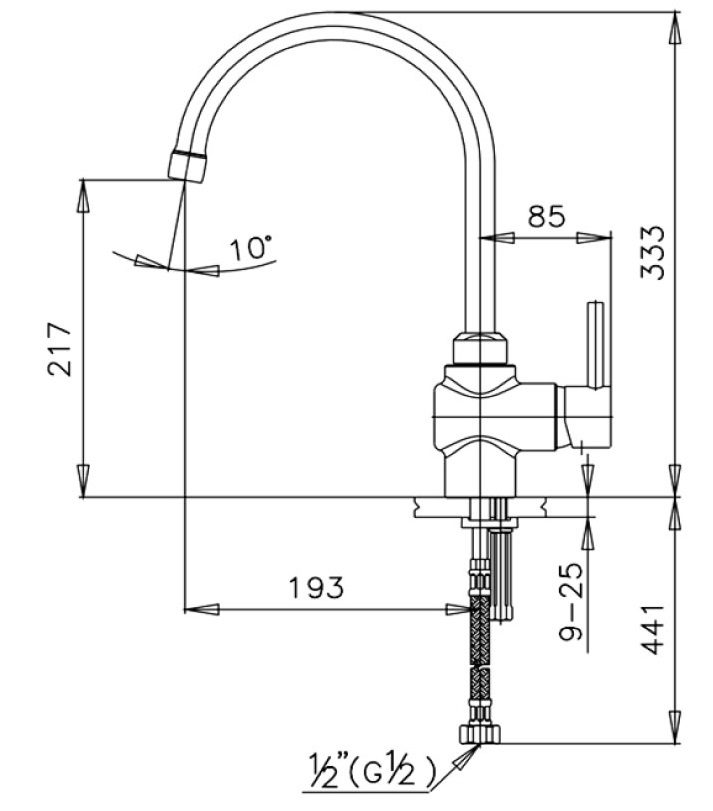 Bản vẽ kích thước vòi chậu chén nóng lạnh CT289A cotto
