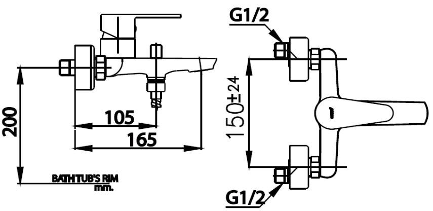 Thông số kỹ thuật bộ trộn nóng lạnh CT3001AE Cotto