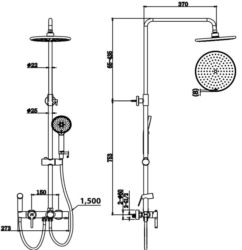 Bản vẽ kĩ thuật sen cây CT3003WOS COTTO