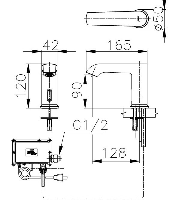 Bản vẽ kỹ thuật vòi cảm ứng Điện CT 4905 AC Cotto