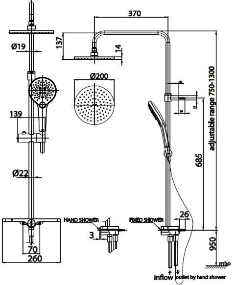 Bản vẽ kích thước thân sen cây CT6211 Cotto