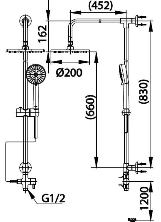 Bản vẽ kích thước thân sen cây CT 623 Z94 Z84 Cotto