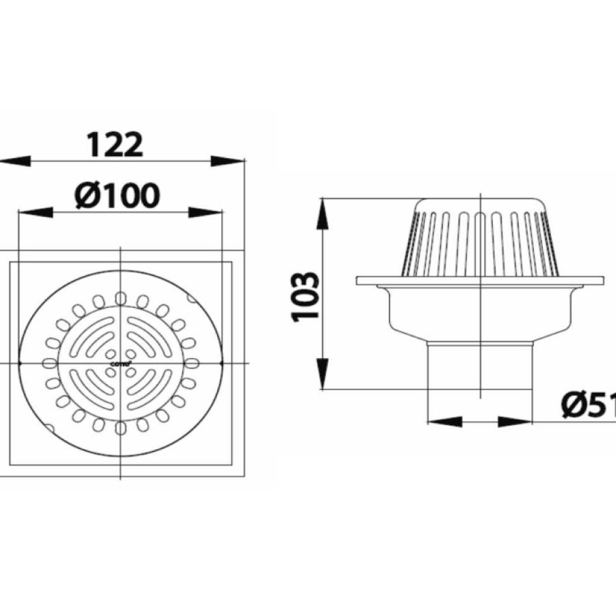 Bản vẽ kích thước thoát sàn mái Cotto CT657Z3P HM