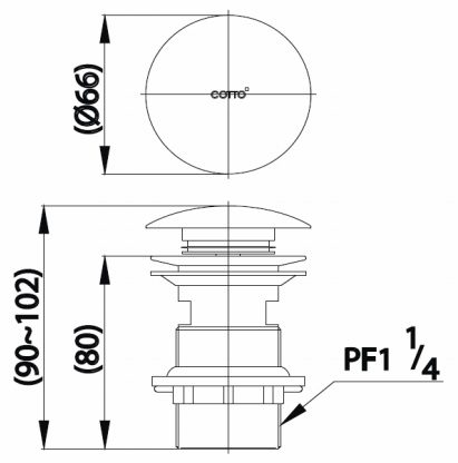 Bản vẽ chặn nước xả nhấn lavabo Cotto CT665 HM