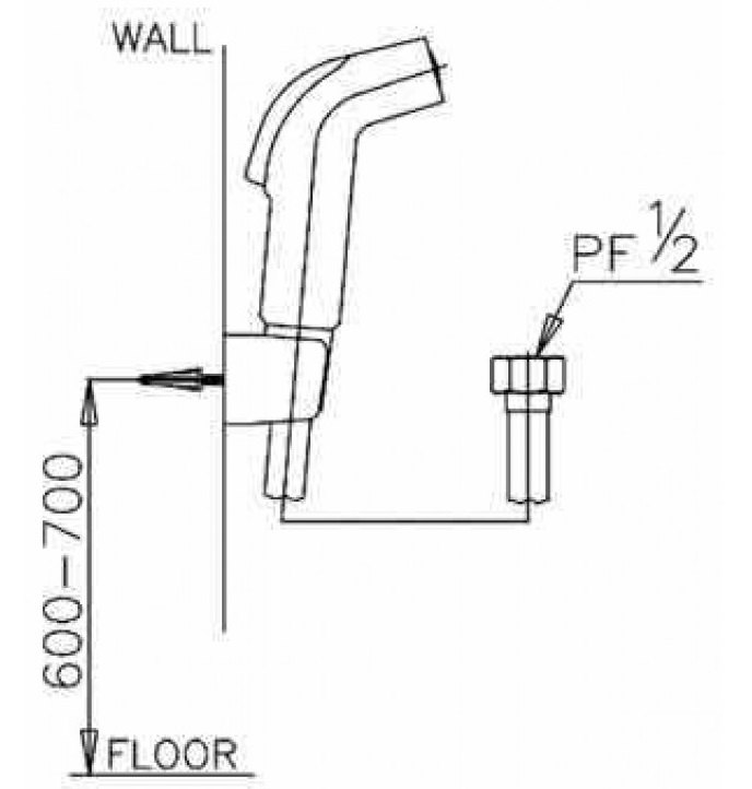 Bản vẽ kĩ thuật kích thước vòi xịt CT922K#CR(HM) COTTO