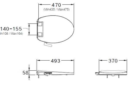 kích thước nắp rửa cơ CVN92205 Cotto