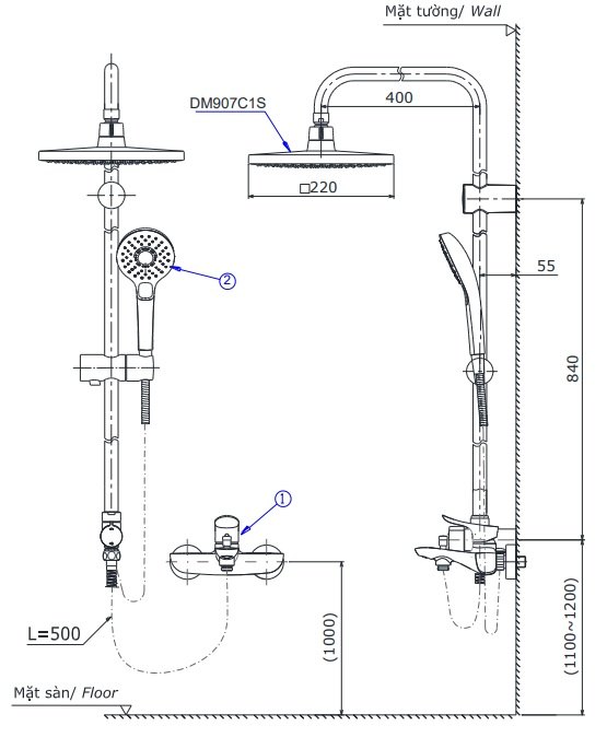 Bản vẽ sen cây TOTO DM907C1S_TBG02302V_DGH108ZR