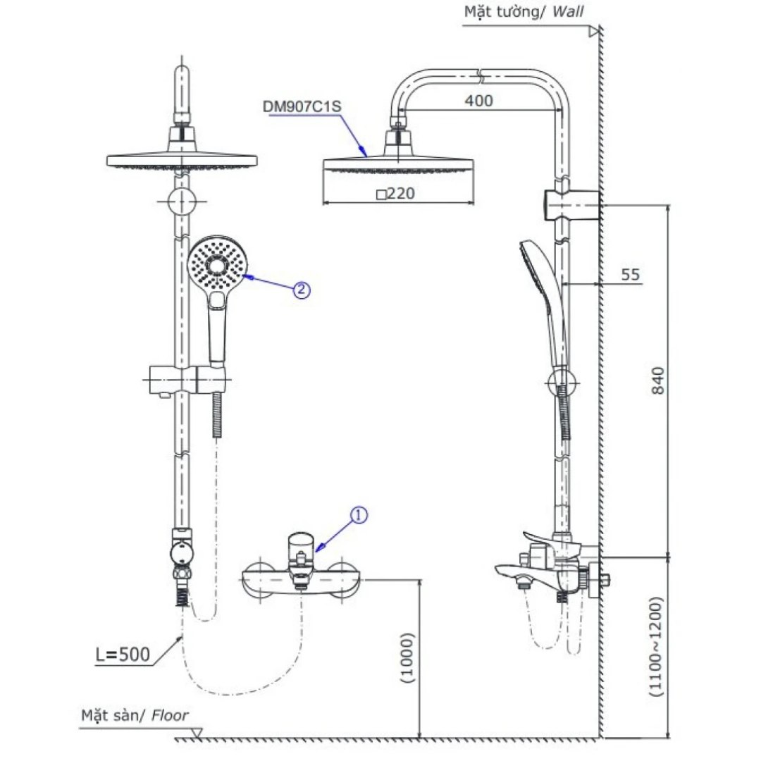 Bản vẽ sen cây TOTO DM907C1S_TBG04302VA_TBW02005A
