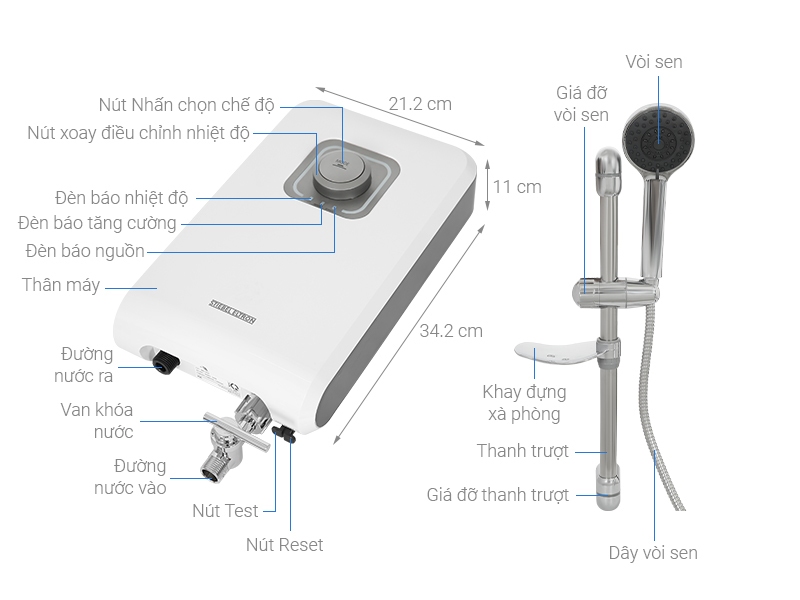 Chi tiết máy nước nóng Stiebel Eltron DPL 45 EC (VN) 4500W