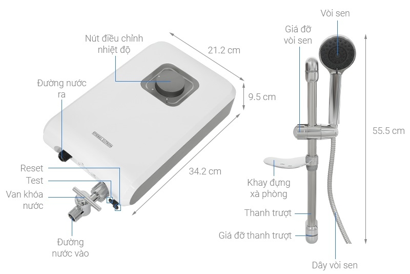 Chi tiết máy nước nóng Stiebel Eltron DS 45-EC 4500W