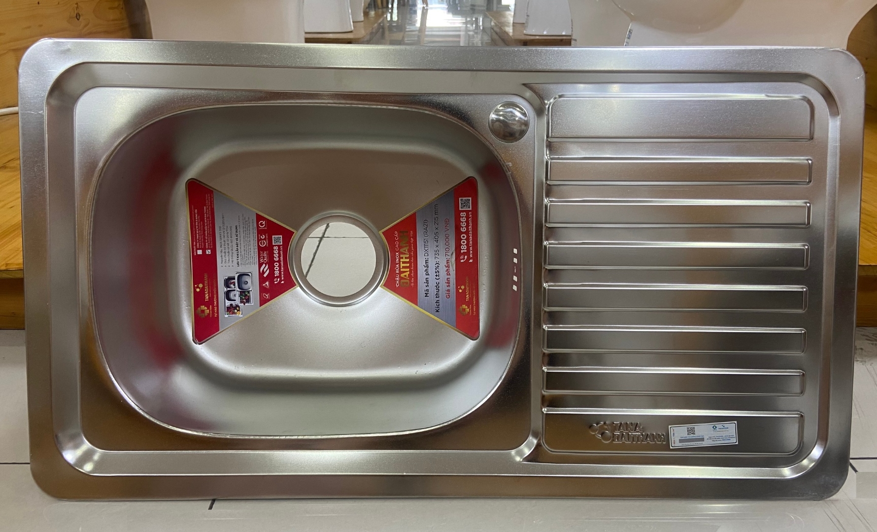 Hình ảnh thực tế chậu inox 201 DX11151 Đại Thành