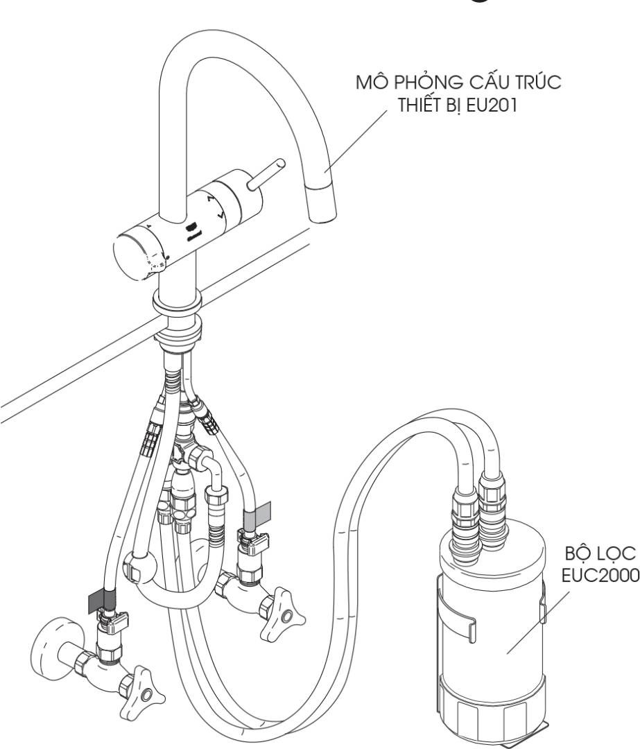 Bản vẽ chi tiết vòi lọc nước Mitsubishi EU 201