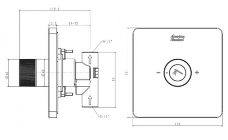 Bản vẽ nút điều chỉnh tay sen FFAS0925MB American màu đen