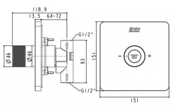 Bản vẽ nút điều chỉnh đầu sen FFAS0926MB American màu đen