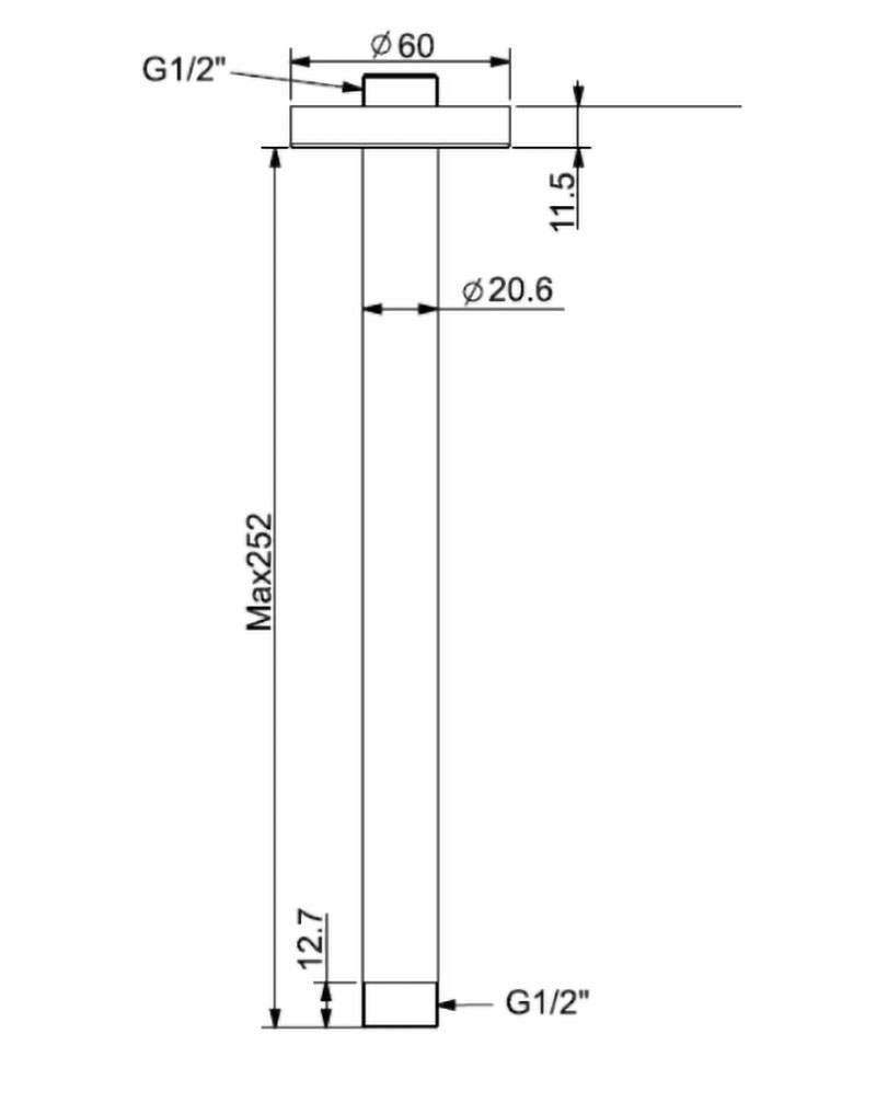 Bản vẽ thanh treo sen FFAS9908WS American