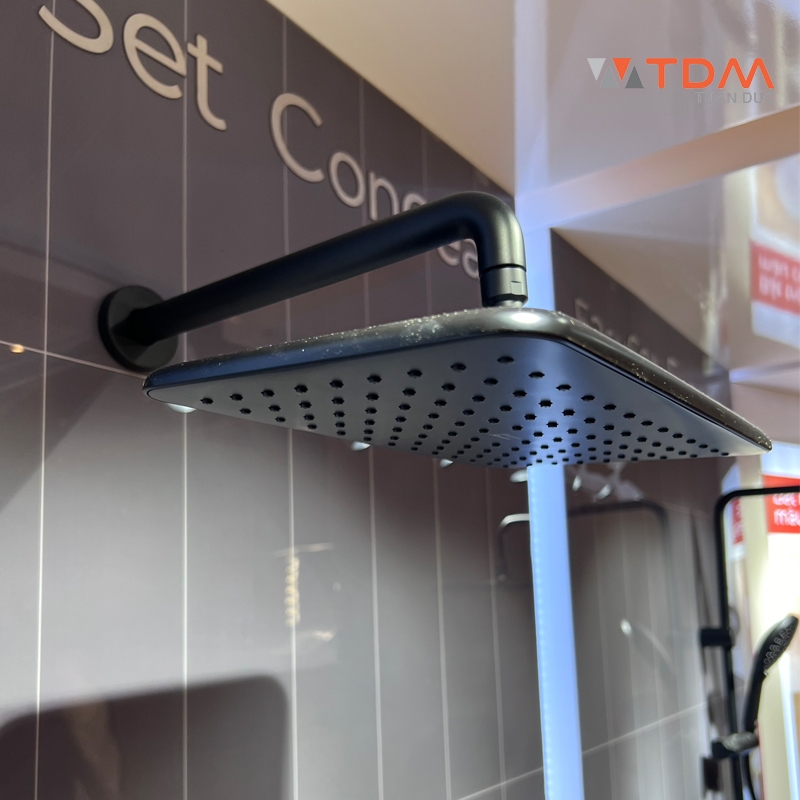 Hình thực tế bát sen gắn tường 300mm màu đen